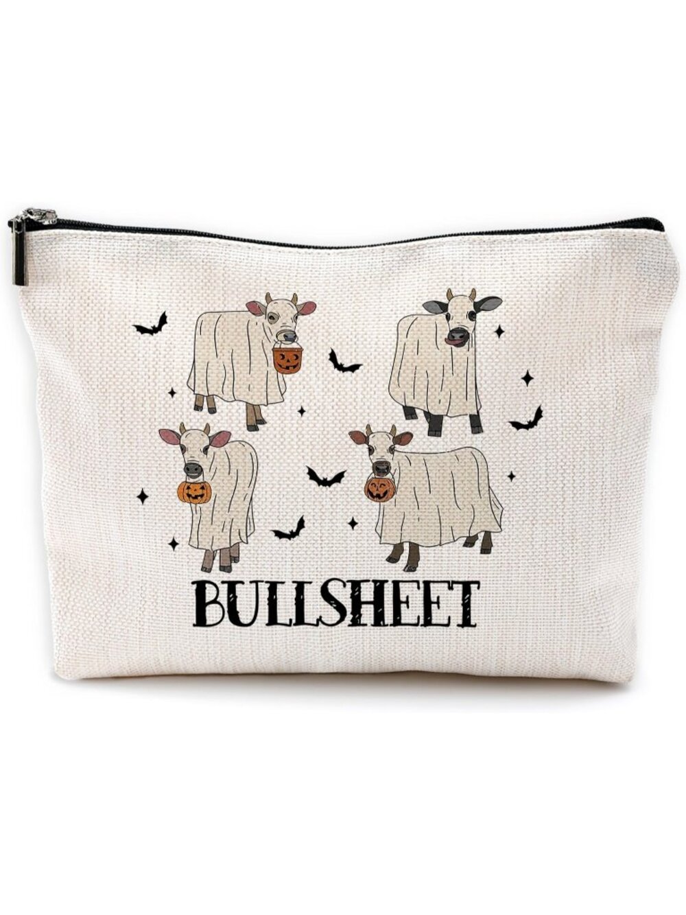 🎃Cow Bullsheet Spooky Halloween Fall Makeup Pouch Travel Toiletry Bag